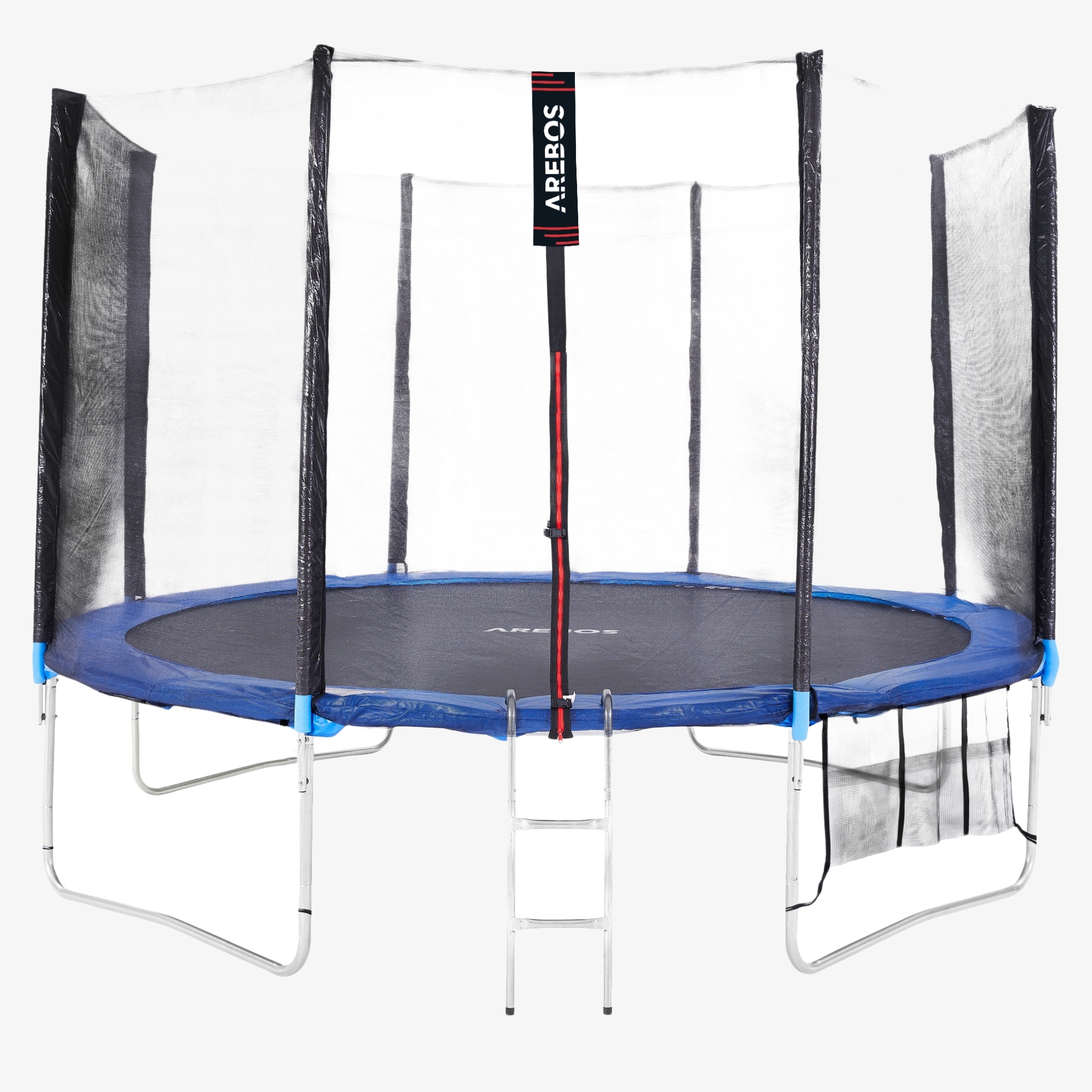 Arebos Trampolin Ø366cm/12feet - Rund havetrampolin med sikkerhedsnet og stige