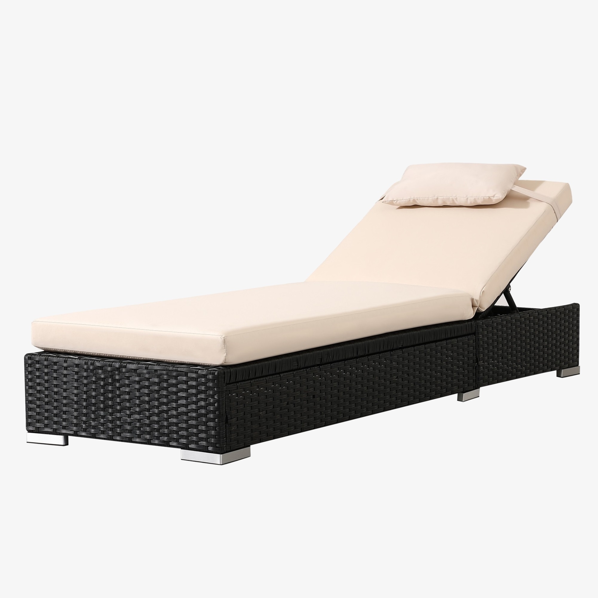Arebos liggestol 5-positions højdejusterbar | med hynde | belastbar op til 160 kg | udendørs liggestol 184 x 60 x 21 cm