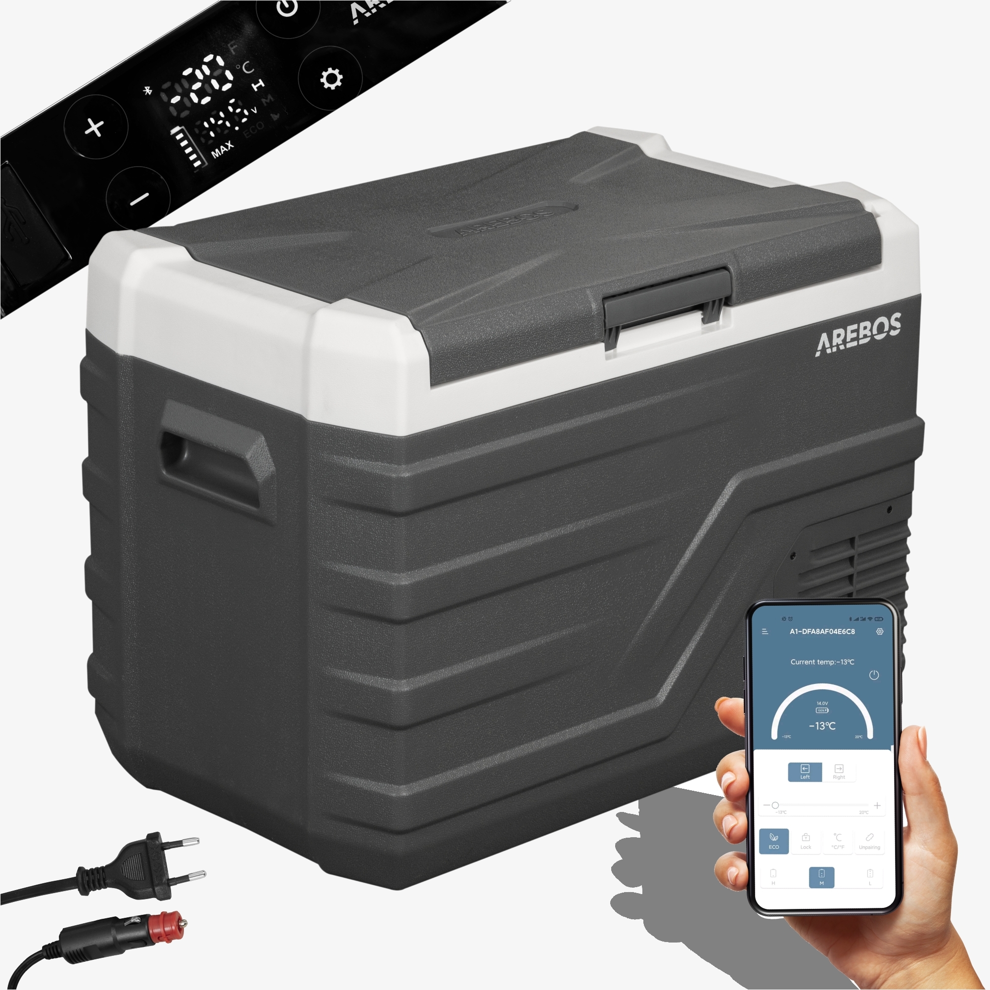 Arebos Kompressor køleboks 35L APP control USB connection ECO mode Cooling and heating function