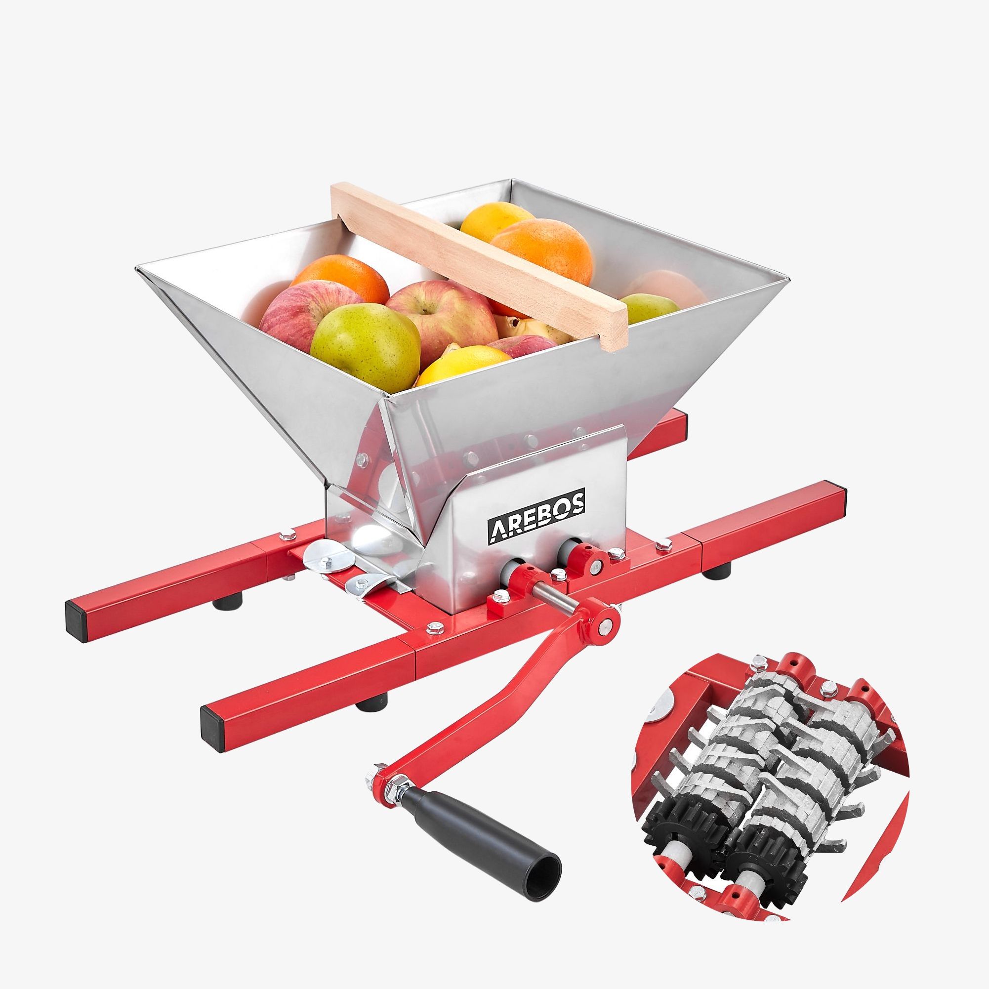 Arebos Obstmühle 7 L Traubenmühle Obstschredder Obstpresse Obsthäcksler Obstmuser