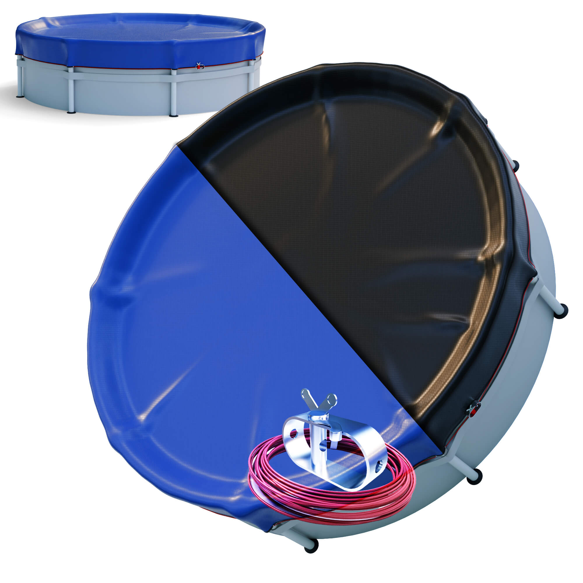 Arebos Poolafdækning rund Ø460 cm 2-i-1 poolpresenning Sommer & vinterafdækning til swimmingpools Solpresenning