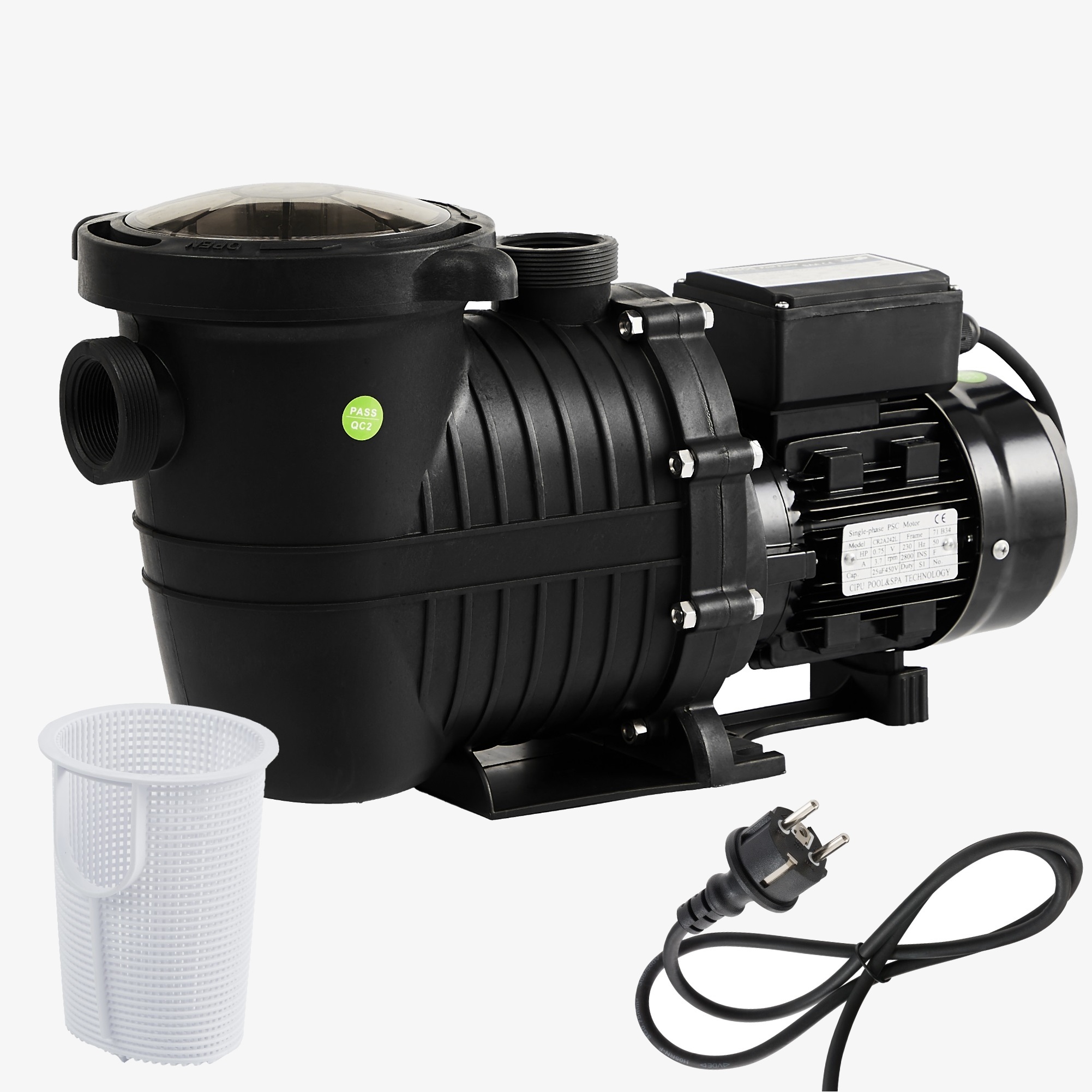 Arebos Swimmingpoolpumpe Pool 800W,Gennemstrømningshastighed 15000 l/t,Højde 12 m,Maksimalt tryk 1,2 bar