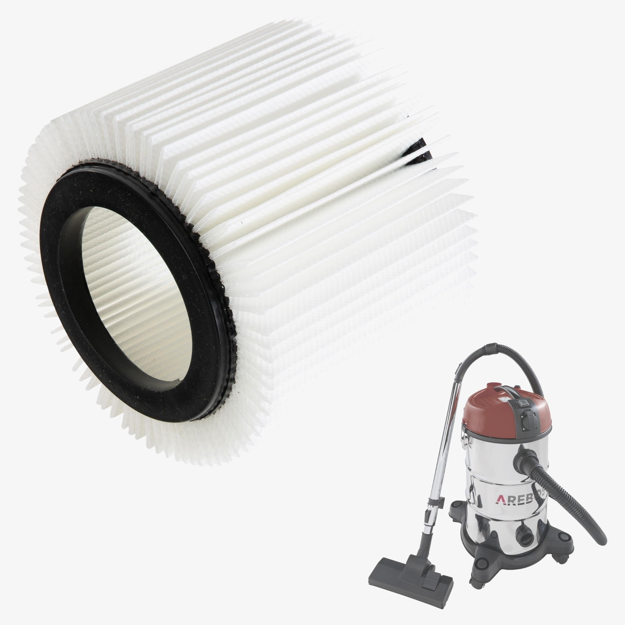 Arebos vaskbart Hepa-finfilter egnet til industristøvsugere 1300W