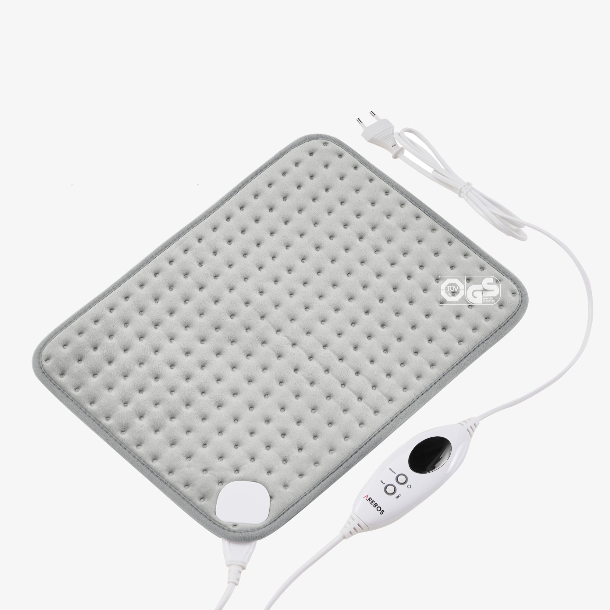 Arebos elektrisk varmepude varmepude - 42x 32cm til ryg skulder nakke - grå