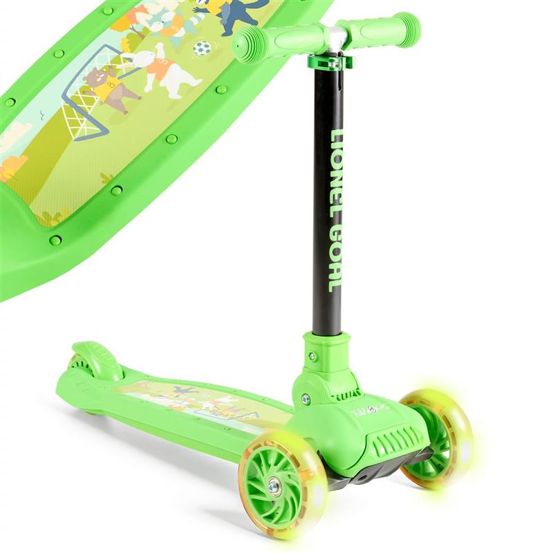 FableKids børneroller, cityroller, løbehjul, højdejusterbar, sammenklappelig, LED-hjul, fodbremse, fra 3 år