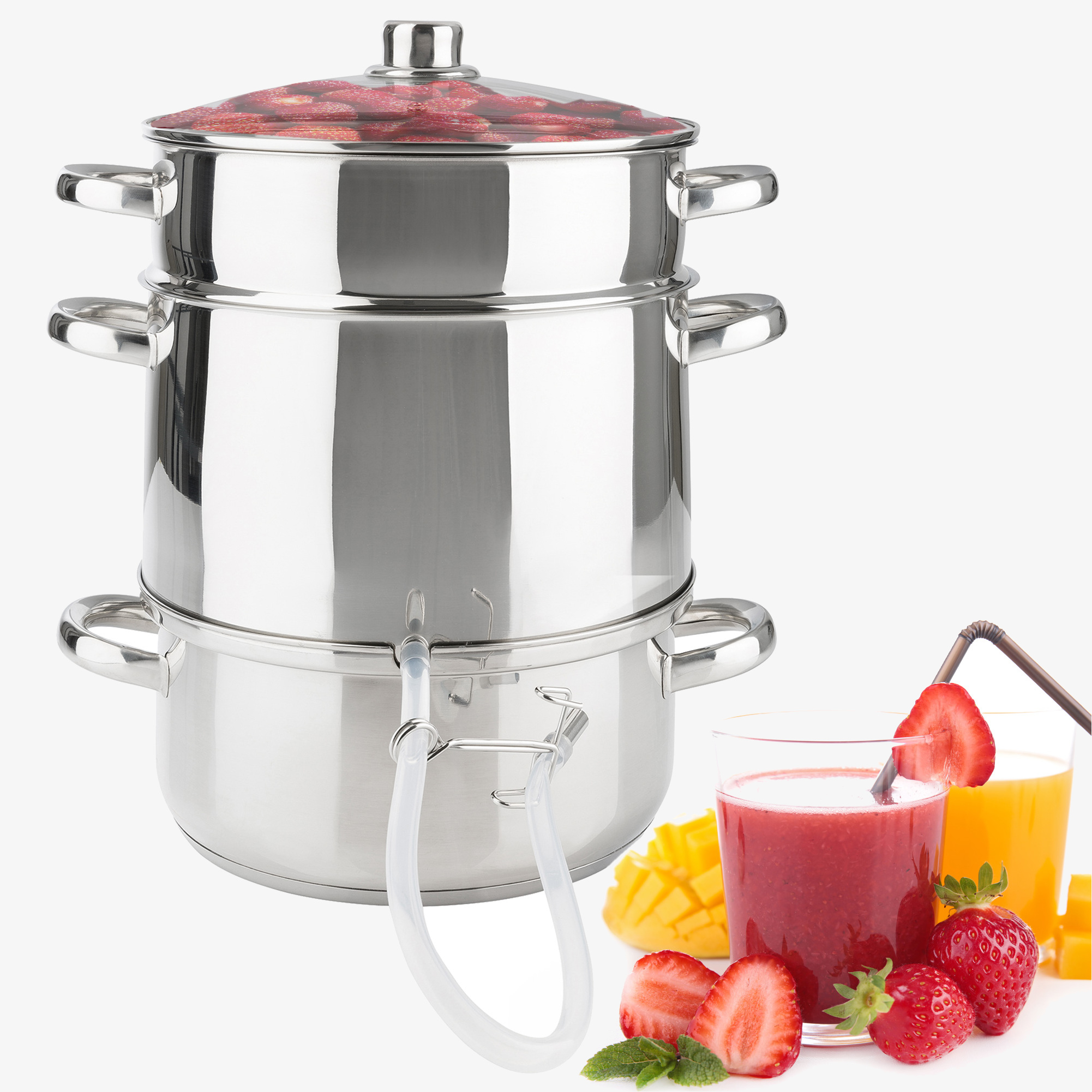 Arebos Steam juicer induction til alle typer komfurer, 15L, Ø 26cm, rustfrit stål, tåler opvaskemaskine -saftkoger
