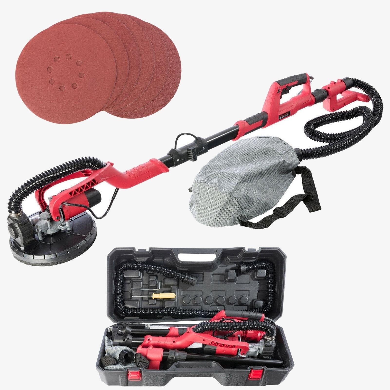 Arebos langhalssliber 750W - rundt slibehoved Ø225mm, inkl. opsamlingspose & kuffert , girafsliber
