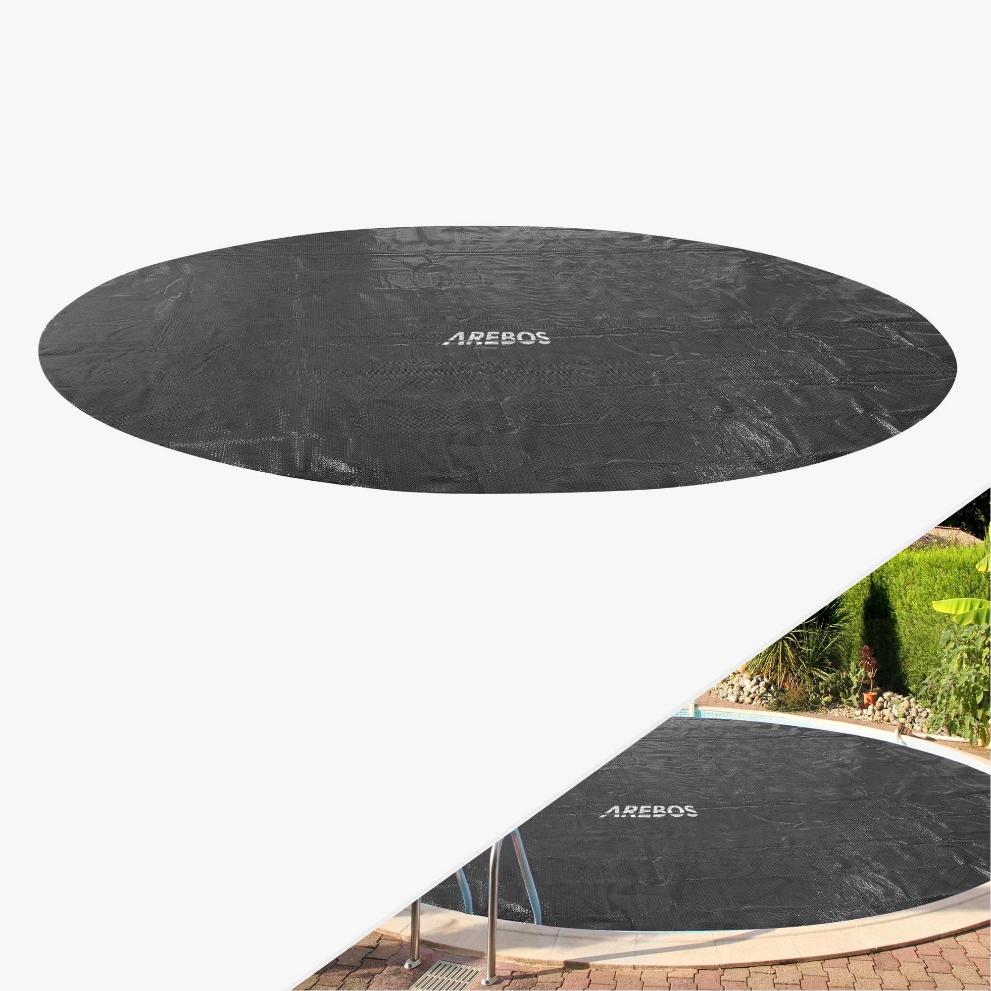 Arebos Pool Solar Foil/Cover - Solar Cover Round Ø 3,05m,Thickness 120μm,can be cut to size