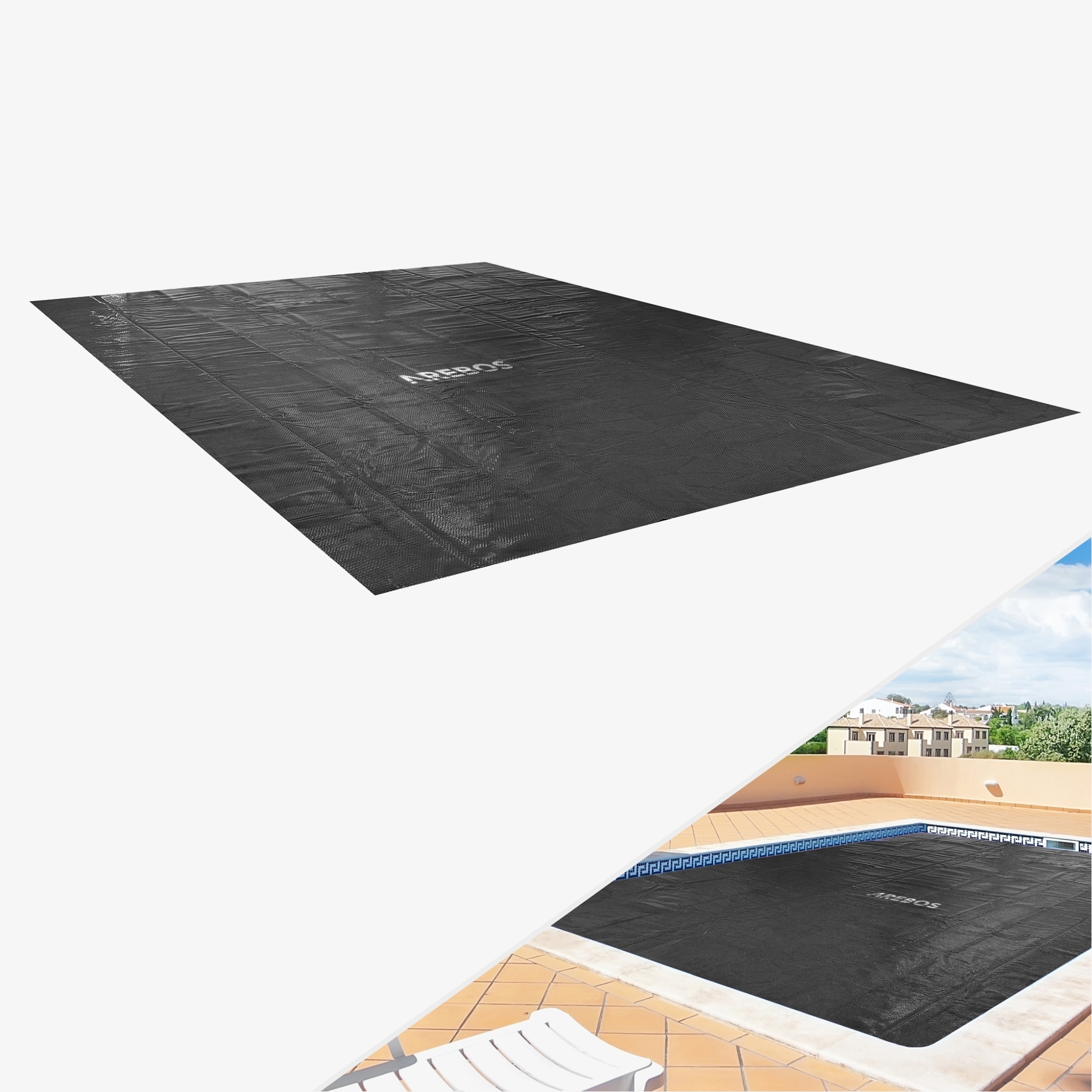 Arebos Pool Solar Foil/Cover - Solafskærmning rektangulær 2,6 x 1,6 m 120μm, skærbar