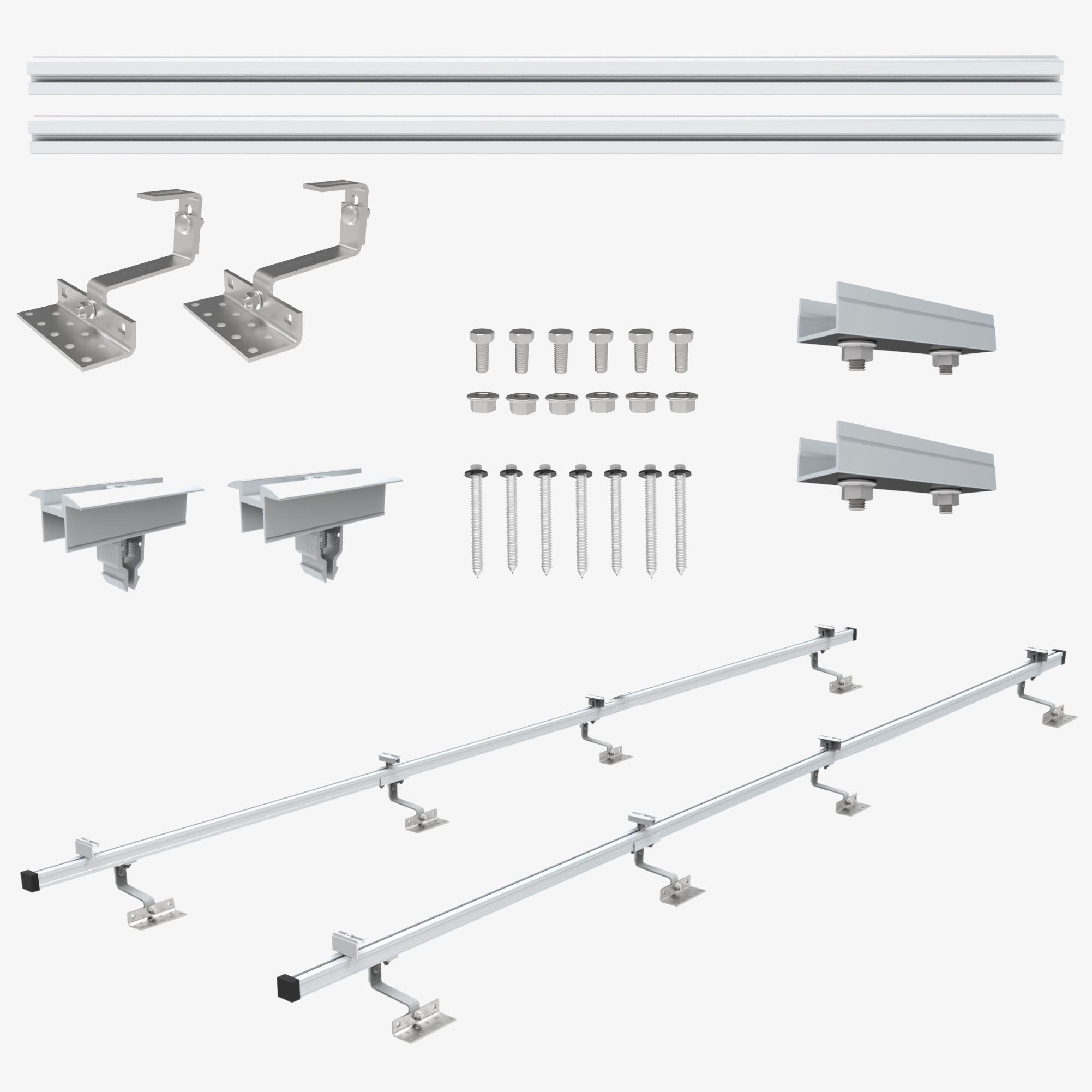 Nuasol Monteringssæt til tegltag - Udvidelsessæt 1 modul , inkl. tagkrog, aluminiumsprofil, op til 115 cm