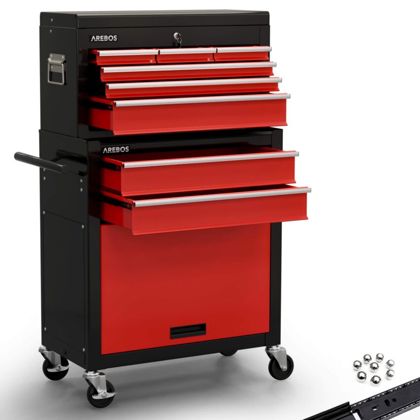 Værktøjsvogn med 9 rum - 2 farvet