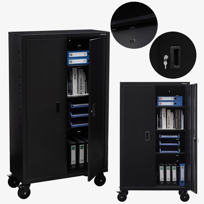 Arkivskab_garageskab 155 x 90 x 40 cm med hjul