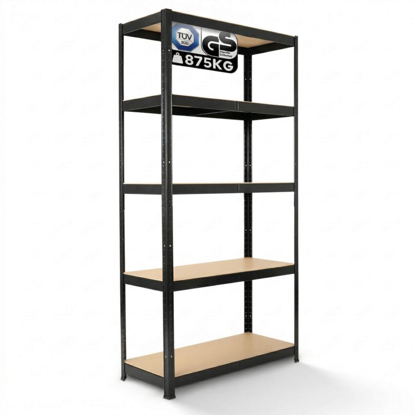 Kraftig reol 180 x 90 x 40 cm 875 kg - Sort 