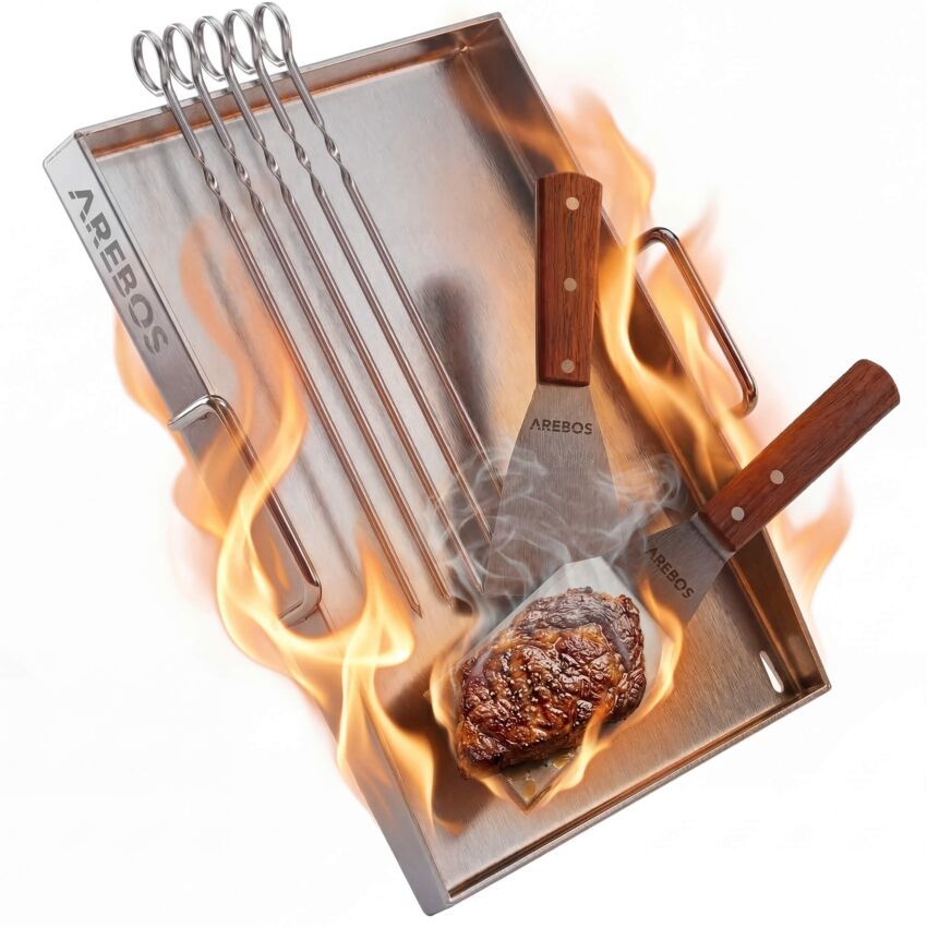 Grillplade i rustfrit st&aring;l 40 x 30 cm