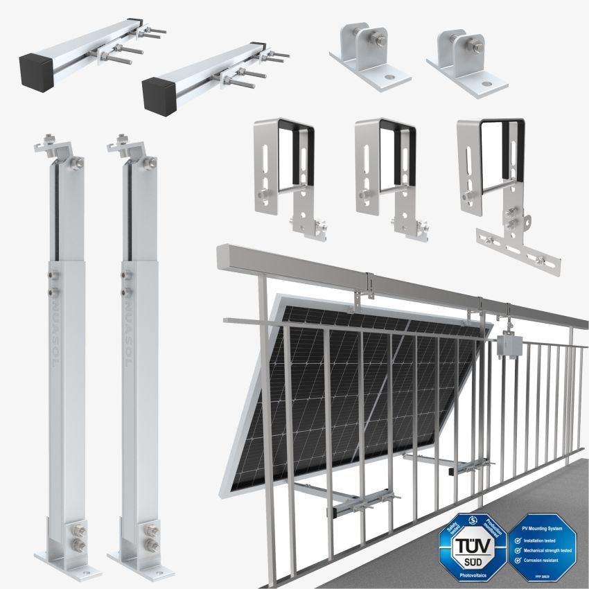 NuaSol - Vinkelbeslag til gelænder, til 1 solcellemoduler