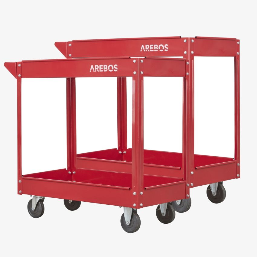 Værkstedsvogn med 2 hylder 2 stk. rød