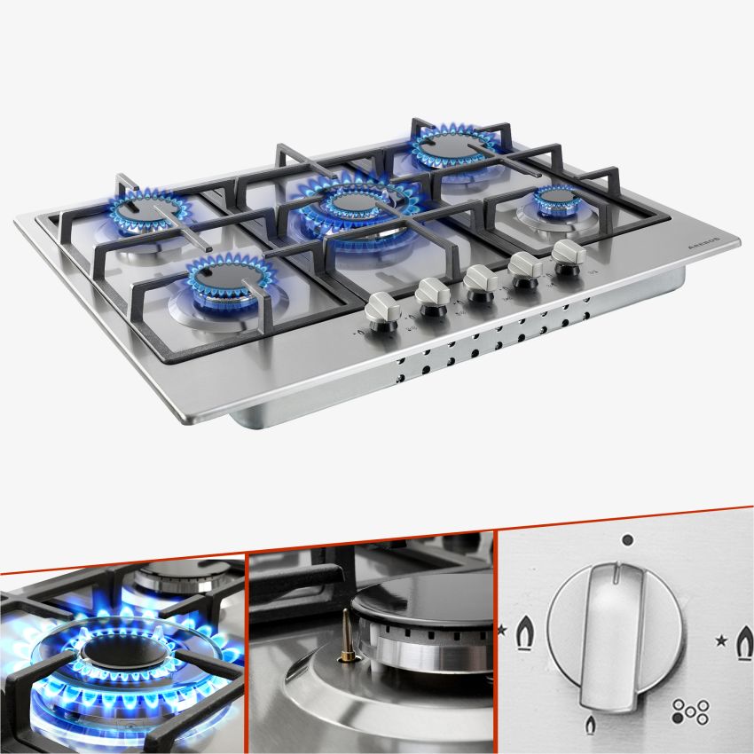 Gasherd Edelstahl 68cm (5 Brenner) 4260199758496