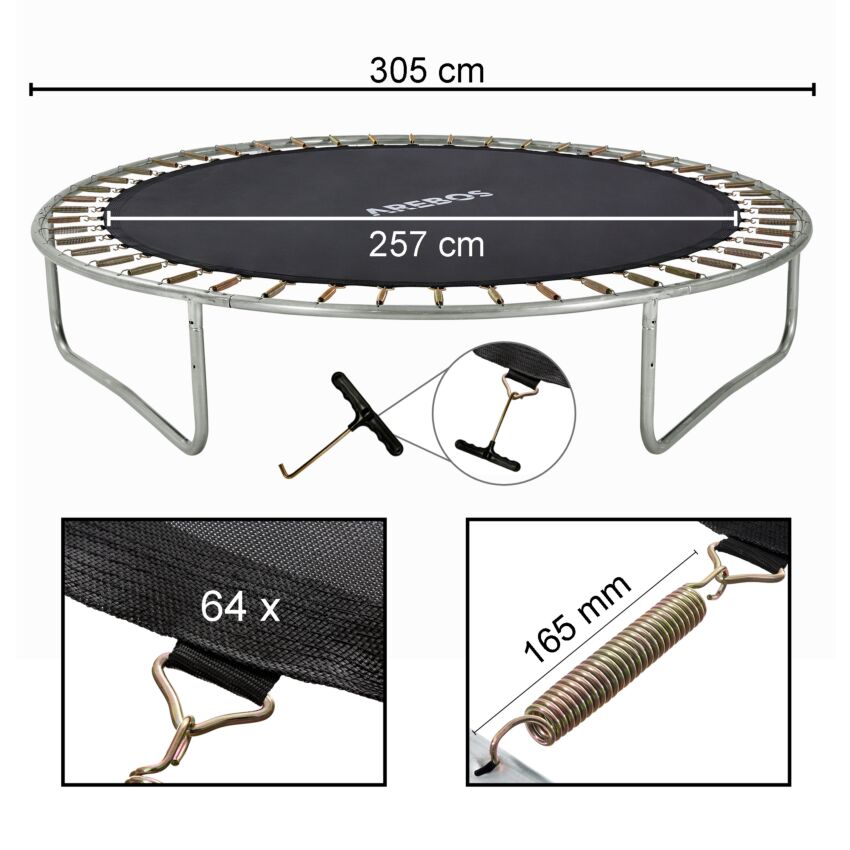 Membran til trampolin 305 cm 64 øjer 165 mm