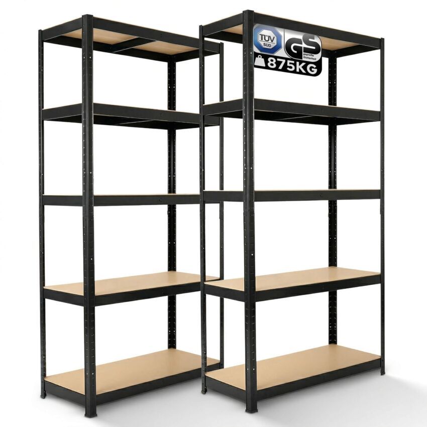 2x Kraftig reol 180 x 90 x 40 cm 875 kg - Sort