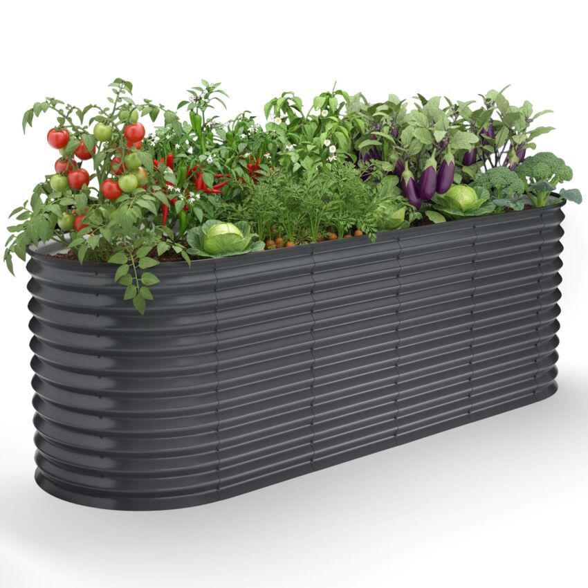 Ovalt højbed i metal 240 × 80 × 78 cm
