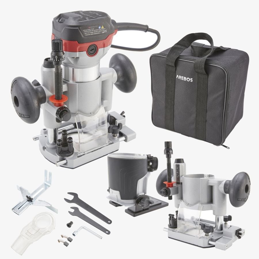Overfræser 710W inkl. trimmer + dyppebase