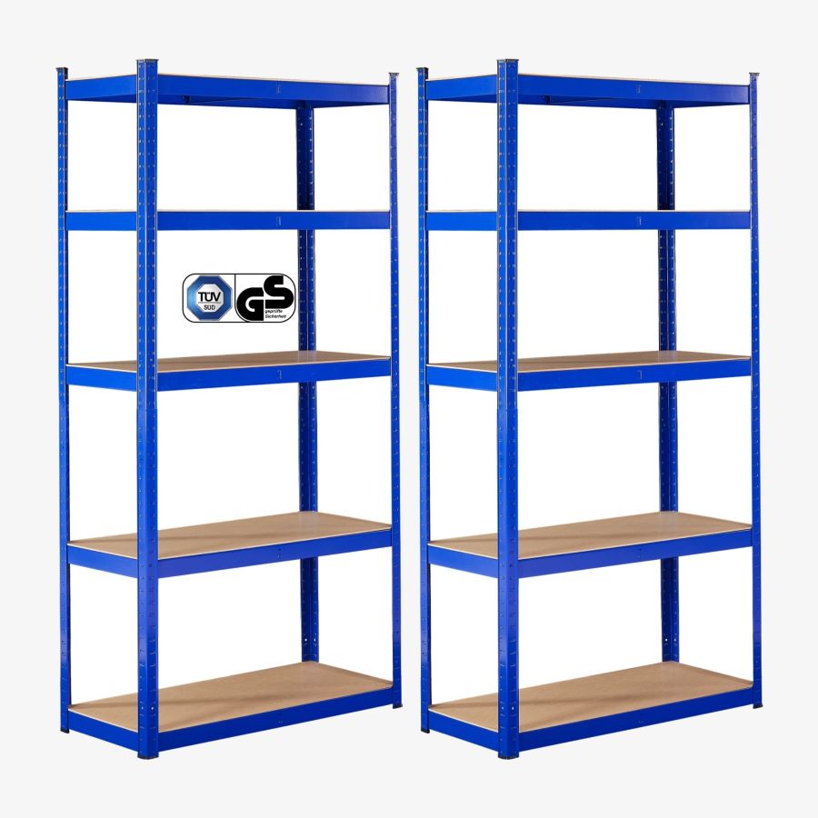 2x Kraftig reol 180 x 90 x 40 cm 875 kg - blå