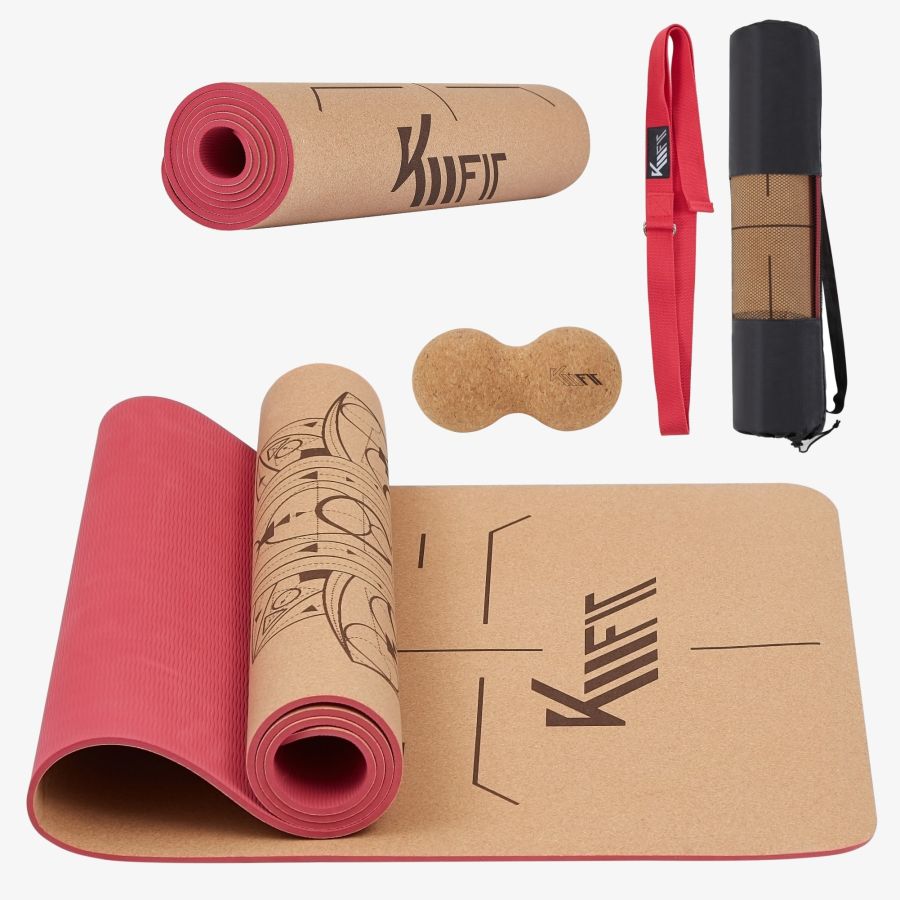 KM-Fit Tpe yogamåtte 183 x 61 cm rosa
