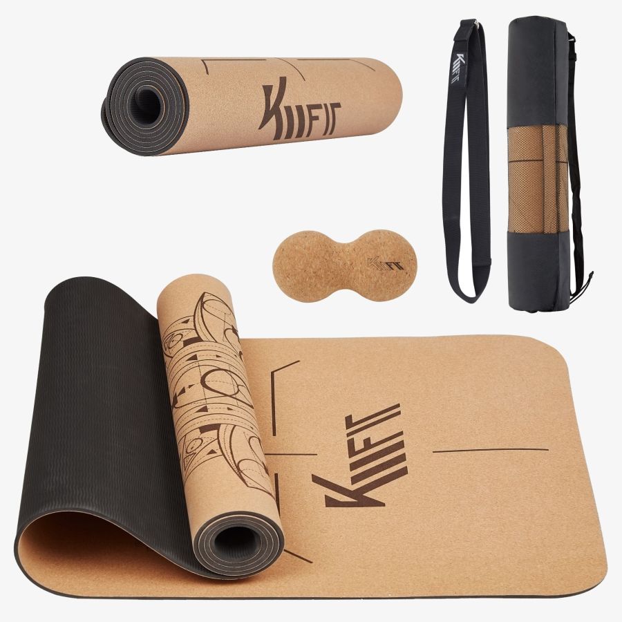 KM-Fit Tpe yogamåtte 183 x 61 cm sort