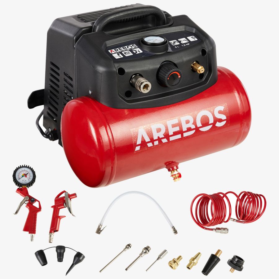 Luftkompressor 6L 1200W inkl. tilbehør