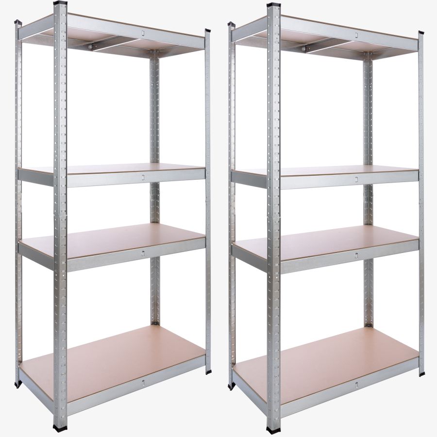 2x Kraftig reol 160 x 80 x 40 cm 320 kg - sølv