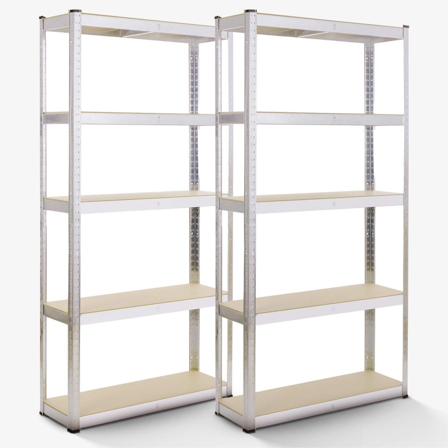 2x Kraftig reol 180 x 90 x 40 cm 875 kg - sølv