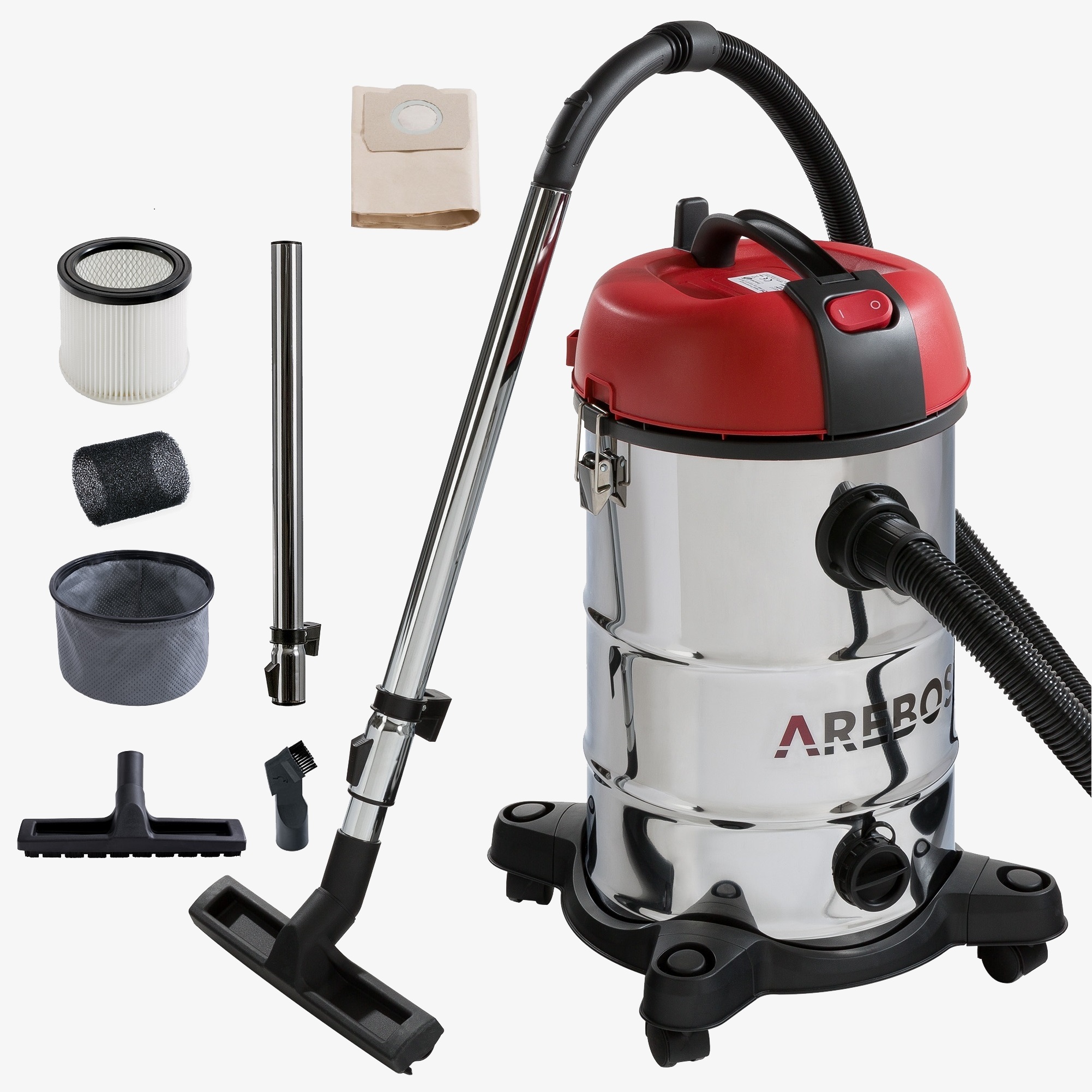 Arebos 4in1 industristøvsuger 1800W - 30L - rustfrit stål