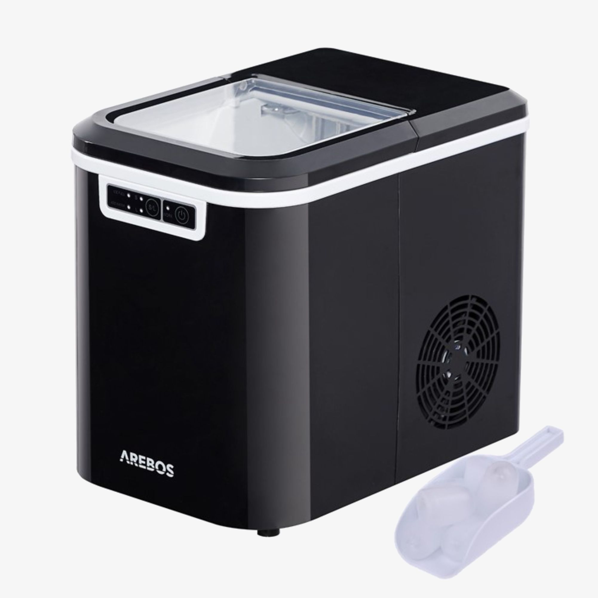 Arebos Ismaskine 2,2L - 2 isterningestørrelser, LED-display, timer, 12 kg på 24 timer.